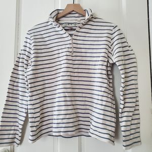 Orvis womens striped quarter zip polo size M